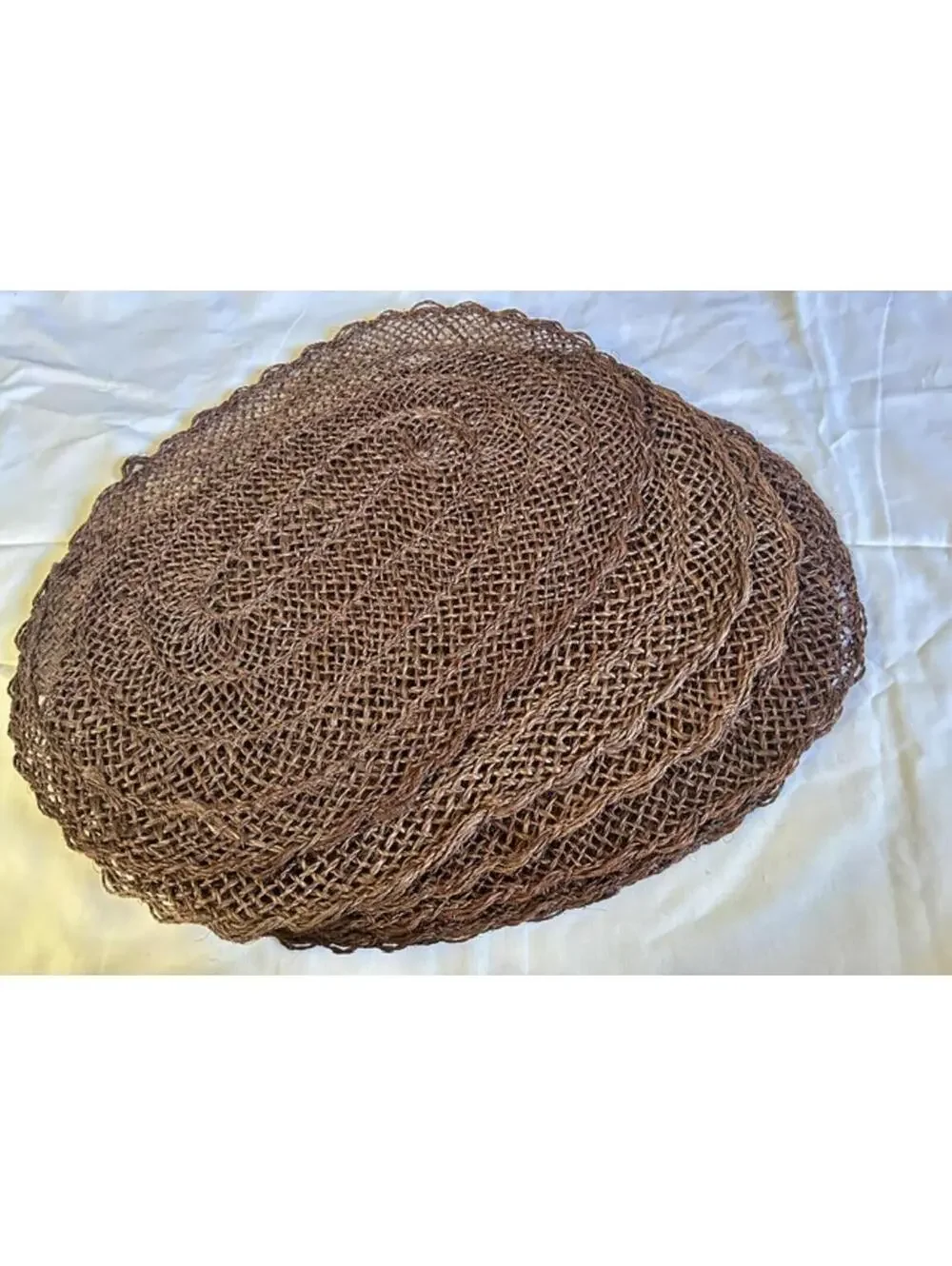 Set of 6 Handwoven Oval Brown Straw Placemat